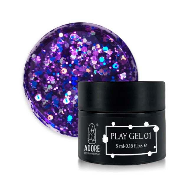 Glitter gel for nail design PLAY GEL 5g #01